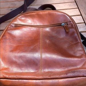 Brown leather backpack
